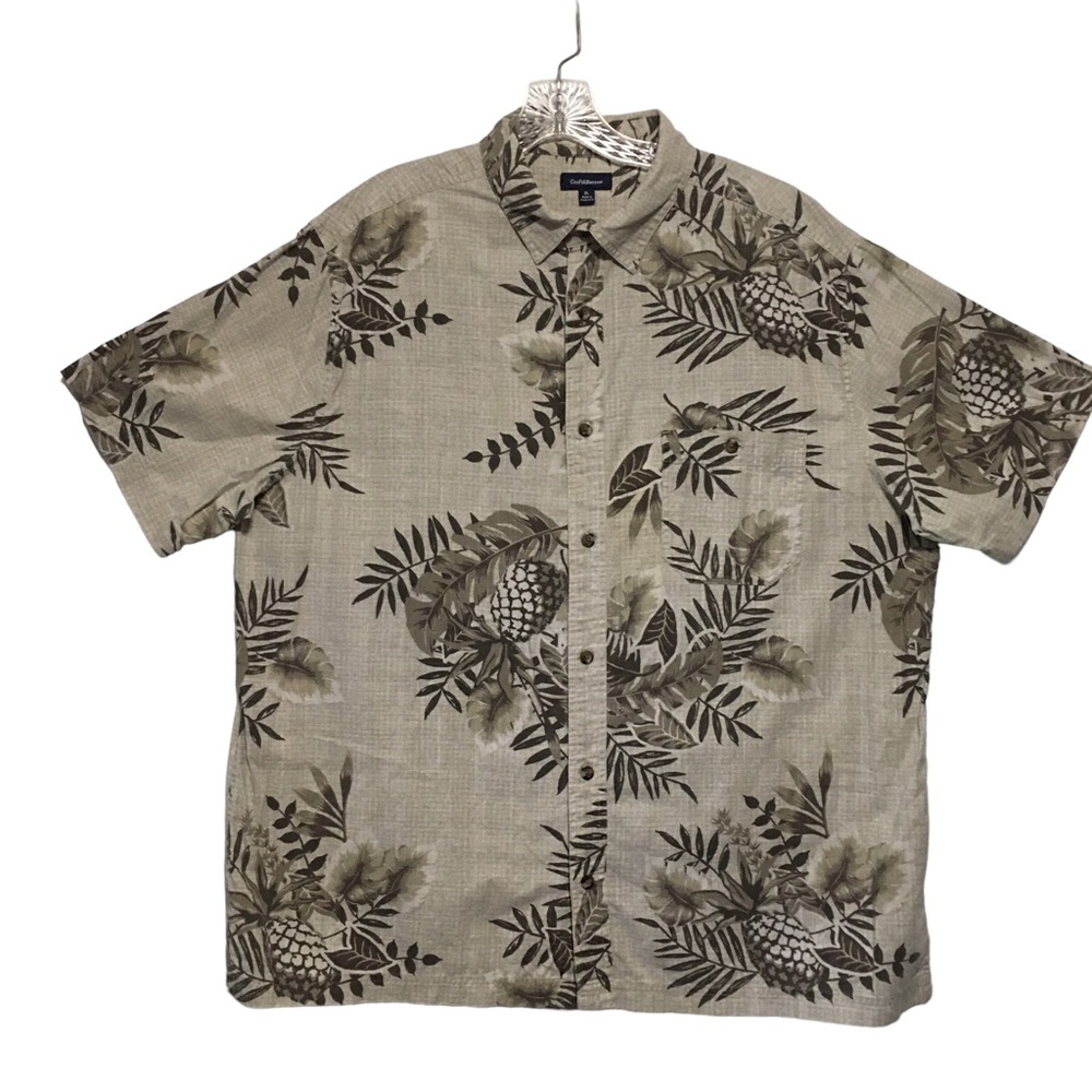 Tropical Short sleeve Hawaiian pineapple Cotton shirt XL Croft & Barrow green